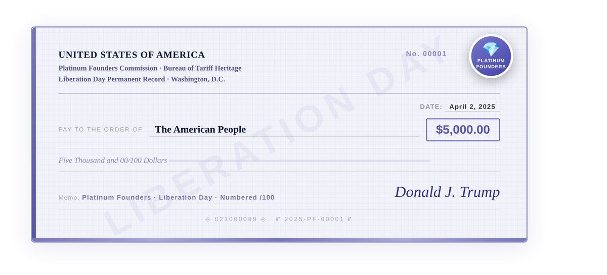 The Platinum Founders Tariff Check